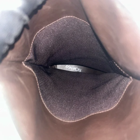 Marcon Shelly Black Leather Boots Vintage Womenโs Size 9W - Picture 6 of 11